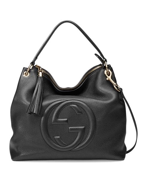 gucci bag black leather|Gucci bags black soft leather.